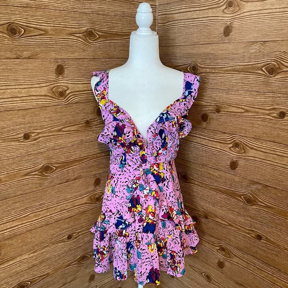SIGNATURE 8 💕 Purple Floral Ruffle Dress MEDIUM